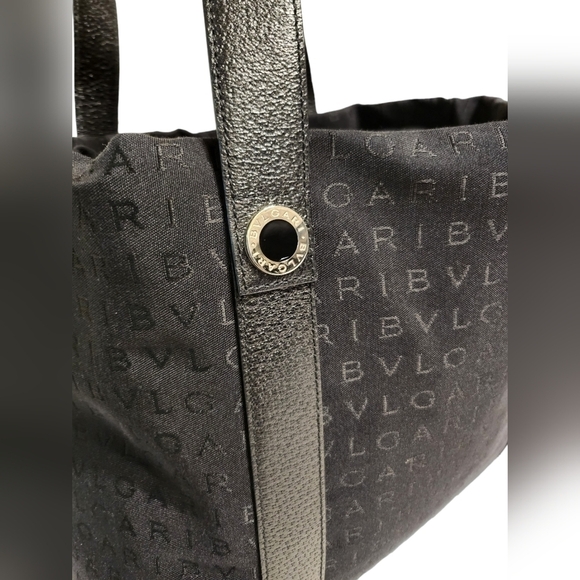 Authentic Bvlgari Canvas Monogram Tote with Leather Trim Black - Picture 3 of 14